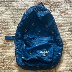 Herschel Supply Company Palm Print Blue Packable Backpack, Packs into Pouch
